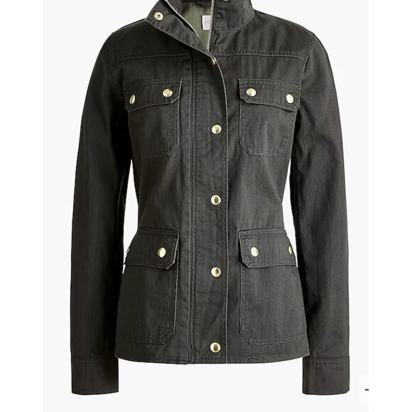 NWT J Crew Factory Petite Womens‎ Resin Coated Twill Field Jacket Small Utility - Picture 1 of 15